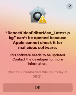 Apple cannot check it for malicious software warning